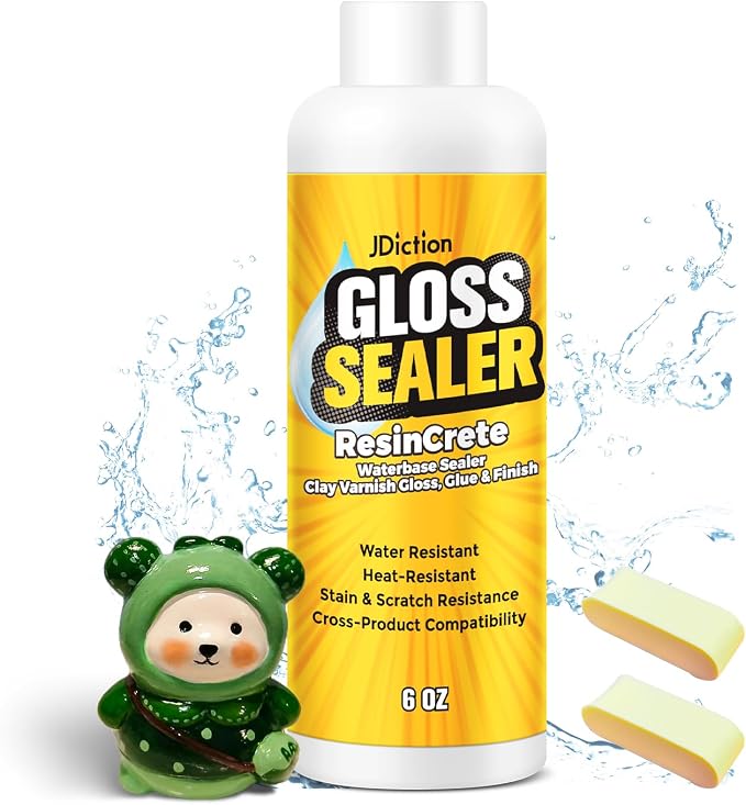 Air Dry Clay Glaze, 177ml Clay Varnish for Air Dry Clay/Polymer Clay Sealer, ResinCrete, Varnish for Pottery&Acrylic Paint, Waterproof & Stain Resistant, Design for Air Dry Clay Pottery (Gloss,6OZ)