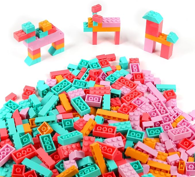 Building Bricks 500 Pieces Set,Classic Colors Building Blocks Toys,Compatible with All Major Brands,Birthday Gift for Kids