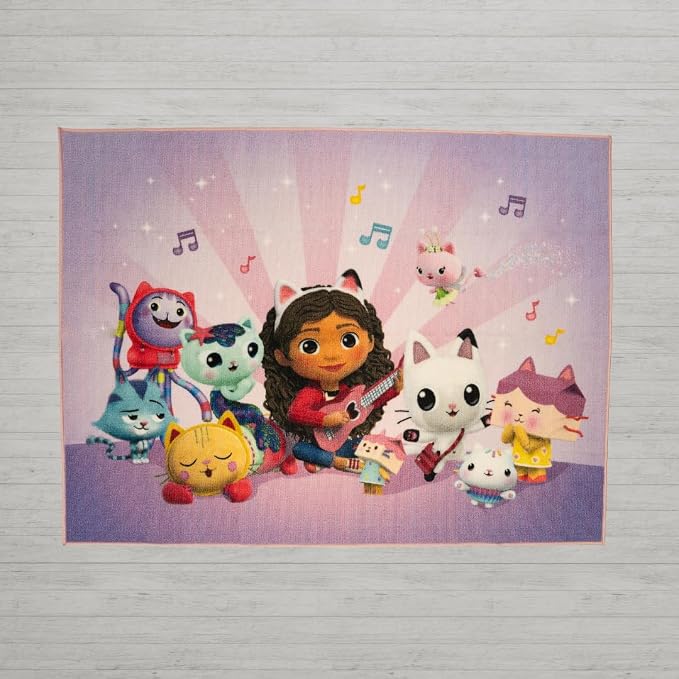 DreamWorks Gabby's Dollhouse Kids Room Non Slip Area Rug, 69 in x 52 in, (Official Licensed Product) By Franco