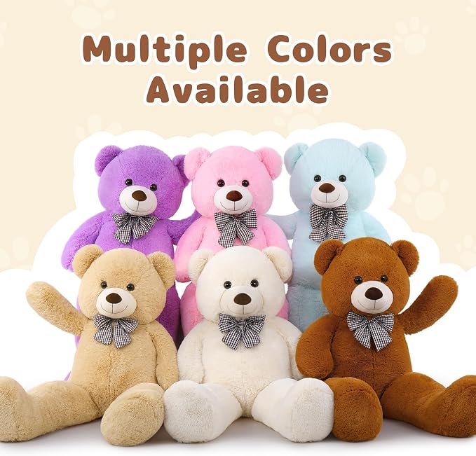 MaoGoLan Giant Teddy Bear Big 4 Feet Stuffed Animal Stuffed Bear Baby Shower 47 inches Life Size Large Teddy for Girlfriend Boyfriend Wife Children