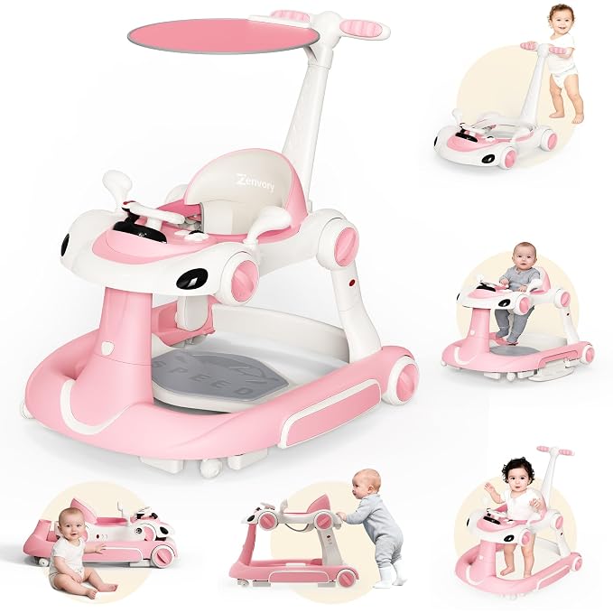 6-in-1 Foldable Baby Walker Activity Center Bouncer Rocker 6-18 Months