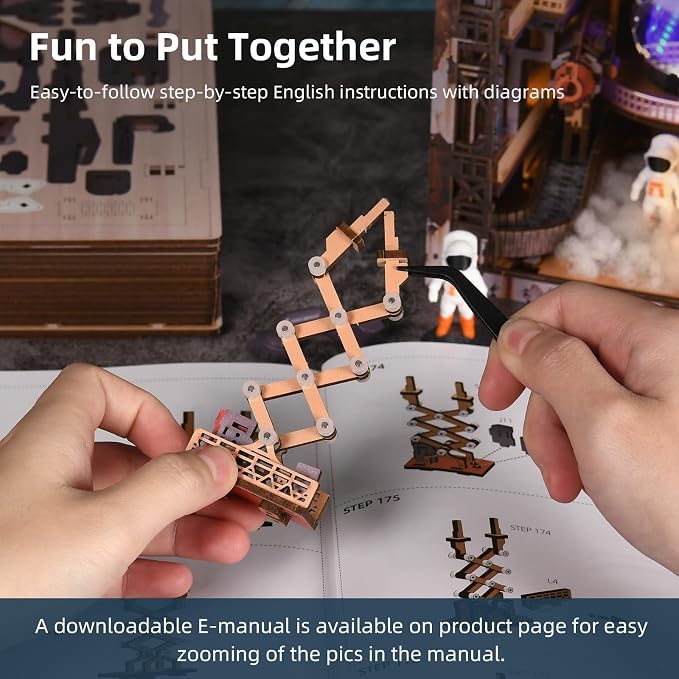 MiniCity Book Nook Kit, DIY Miniature Dollhouse Kit 3D Puzzles for Adults Tiny House Mini Home Craft Bookshelf Nook Puzzle Book Decor Gifts for Teenagers Book Lovers (Aerospace Foundry)