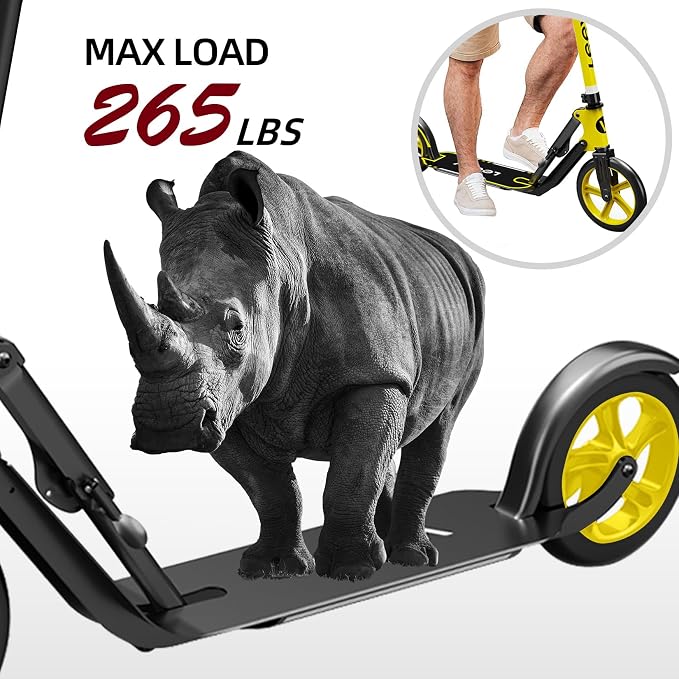 Adult Scooter with Big Wheels | Adjustable Height, Foldable Aluminum Frame | Smooth Ride for Urban Commuting and Outdoor Fun | Suitable for Teens 8-12 | 220 lbs Weight Limit
