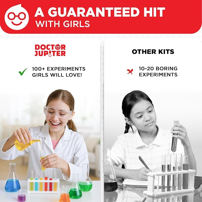 Doctor Jupiter Girls' Science Kit for Kids Ages 8-10-12-14 | Birthday Gift Ideas for 8,9,10+ Year Old Girls | Chemistry Set, STEM Toy Kit with 135+ Experiments | Learning & Educational Projects