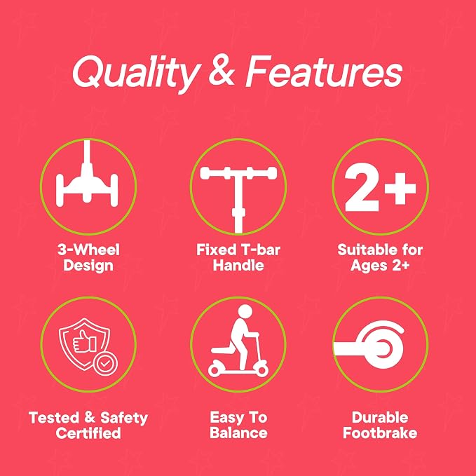3 Wheel Scooter for Kids, Smooth Light Up LED Front Wheels, Wide Anti Slip Deck, Rear Foot Brake, Easy Lean to Steer Maneuvering, Indoor & Outdoor Ride On Toys for Ages 2 Up,