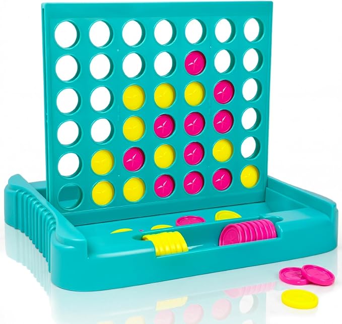 Pup Go 4 in a Row Game, Classic Family Board Game for Kids & Adults, Perfect Educational Toy for Boys Girls Ages 3-8, Portable 2-Player Strategy Games for Travel, Foldable with 6 Spare Discs Green