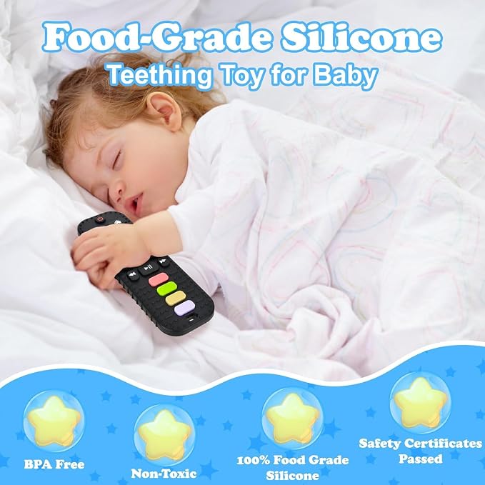 Baby Silicone Teething Toys, Phone and Remote Control Teether Toys for Toddlers 3-18 Months, Boys Girls Babies Teething Toy, Baby Chew Toy, Freezer BPA Free
