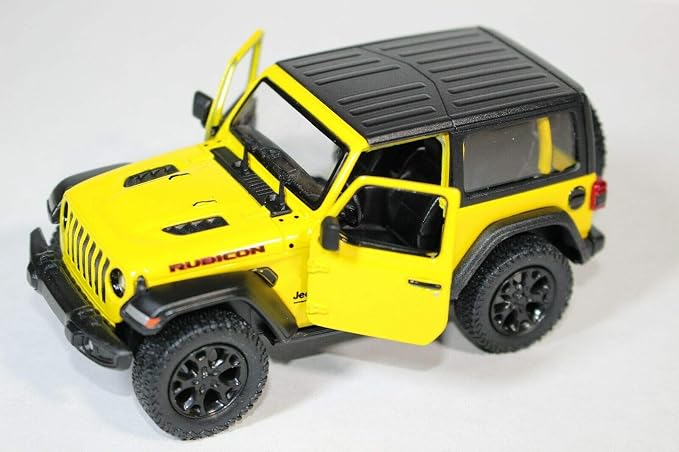 KiNSMART - Jeep Wrangler Rubicon Off Road 4x4 5 inch 1:34 Scale Die Cast Model Replica Toy Car (Yellow Hardtop)