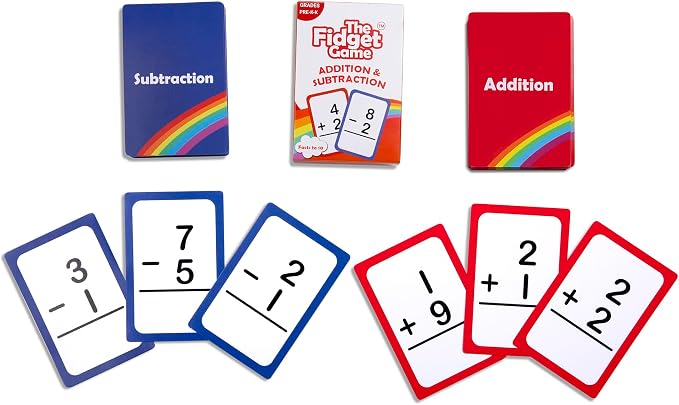 THE FIDGET GAME Addition & Subtraction Flash Cards, Math Games for Children to Practice Identifying Numbers - Educational Learning Toy & Interactive Tools for Ages 4+ Years