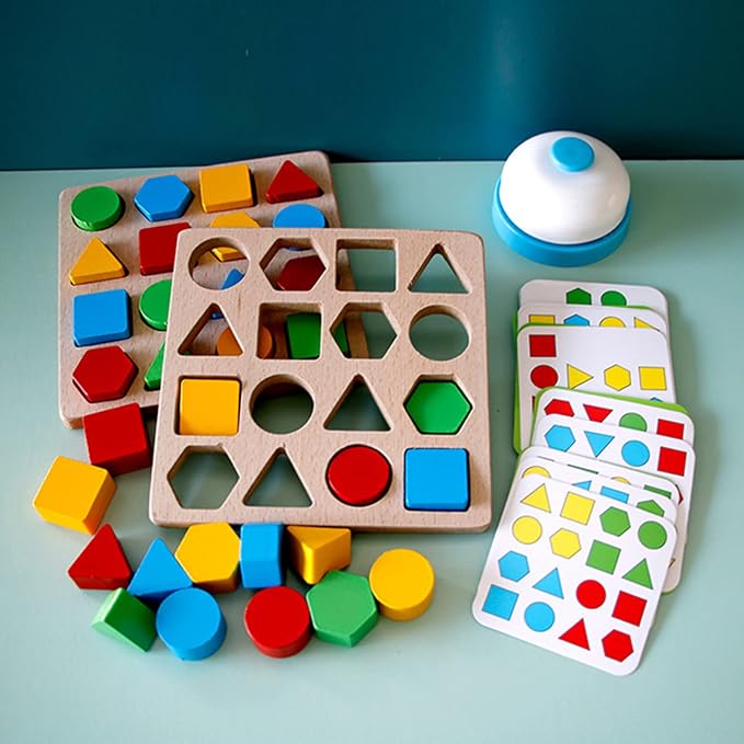 Shape Matching Game Color Sensory Educational Toy, Geometric Shape Quick Matching Board Game Montessori Learning Toys for Toddlers Kids Boys Girls (for 1 Player)