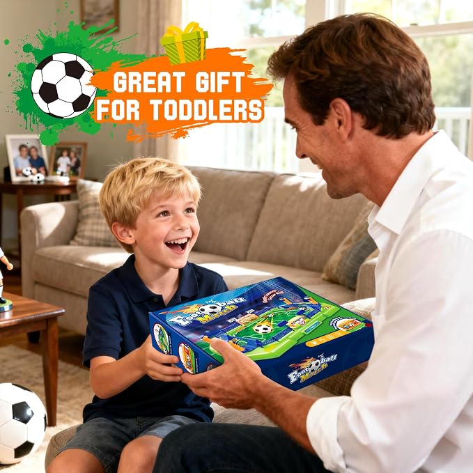 Mini Foosball Table Game for Kids – 2 Player Soccer Board Game with Scoreboard, Portable Tabletop Football Pinball Game for Boys Girls Ages 3-8, Indoor Family Party Birthday Gift Toy