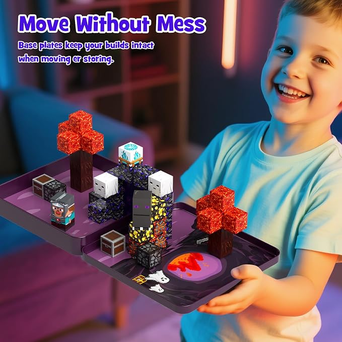 WMXDU Mini Magnetic Blocks, Magnetic Cubes Game with Iron Box 49 PCS Magnet Tiles Building Blocks Toddler Toy STEM Sensory Outdoor Creative Kids Travel Toys for 3+ Year Old