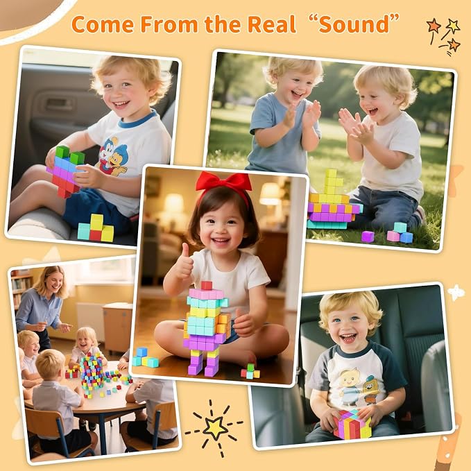 Magnetic Blocks Large, 56PCS 1.42in Magnetic Building Blocks for Kids Ages 4-8, STEM Sensory Travel Autism Montessori Toys for Toddlers, Learning Construction Magnetic Cubes for Birthday Gift