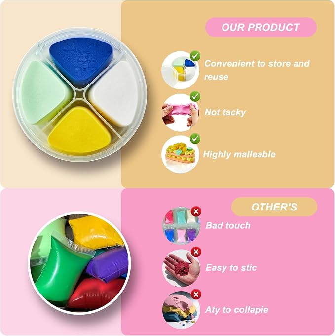 Air Dry Clay Kit for Kids | 12 Pack with 4 Colors & 12 Sculpting Guides | Non-Toxic, Easy to Use Creative Gift for Ages 3+ | Holiday Gifts, Birthday Gifts, Party Favors & Craft Supplies