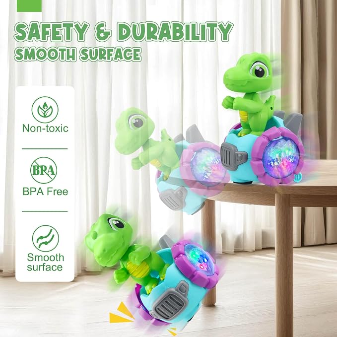 Dinosaur Robot Car Toy with Lights & Music, Toddler Toys 1-3, Dinosaur Universal Cars, Toys for 3 Year Old Boys Ages 2-4, Gifts for 1-3 4 5 6 7 Year Old Birthday Christmas