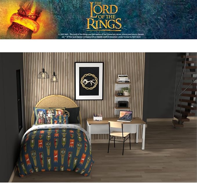 The Lord of the Rings: The War of the Rohirrim Bedding 7 Piece Super Soft Cozy Reversible Comforter and Sheet Set with Sham, Full, (Officially Licensed Product) By Franco