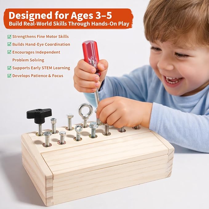 INIFEIDALA Kids Tool Set,Montessori Educational Toys for 3 4 5 Year Old | Montessori Screwdriver Board Set,Sensory Preschool Learning,Toddler Travel,Fine Motor Skills,STEM Toys