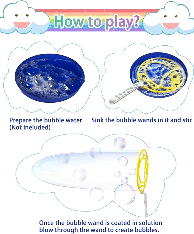 Giant Bubble Wands, Big Bubble Wands Toys Set with Tray Bulk Funny Bubbles Maker for Kids Toddlers Adults Summer Outdoor Activities Birthday Gifts Bubble Party Favors, 22 Pcs