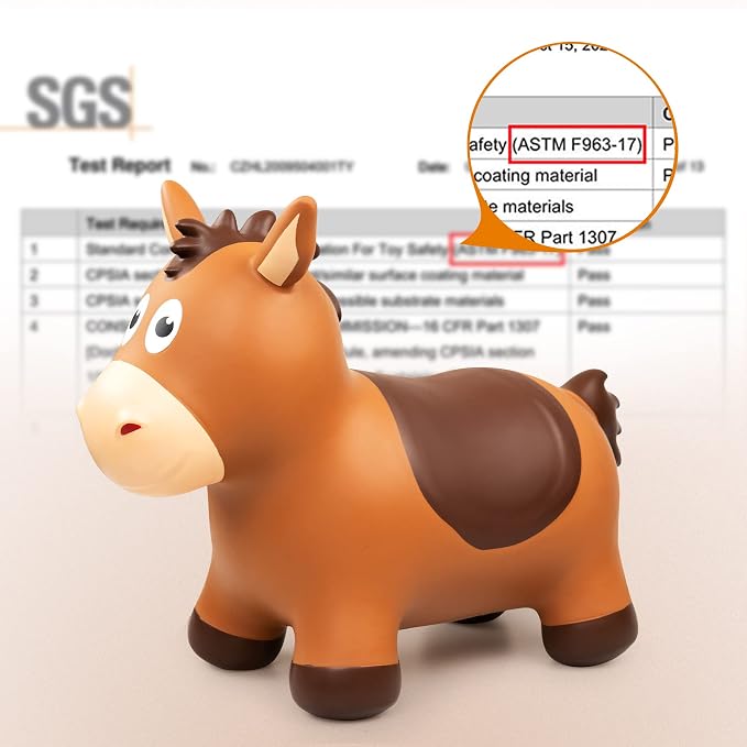 Bouncy Animals Horse for Toddlers, Hopping Toys for Kids, Outdoor Indoor Inflatable Ride on Jumping Horse, Birthday Gift for Boys Girls 18 Months 2 3 4 5 6 Year Old