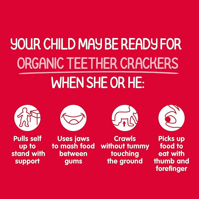 Happy Baby Organics Baby Snacks, Gentle Teething Crackers, Gluten Free & Vegan, Strawberry & Beet, 12 Count (Pack of 6)
