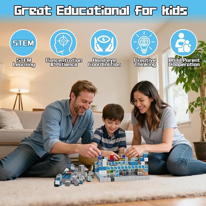 Growsland Magnetic Blocks - 200PCS Magnets Cubes, Magnetic Building Blocks STEM Montessori Sensory Toys for 3 4 5 6 7 8-13 Year Old Boys Girls Birthday for Kids