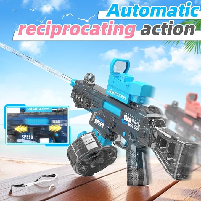2 Pack Electric Water Guns for Adults Kids, Automatic Water Gun Toys for Kids Ages 4-8 8-12, Large Capacity High Power, 36ft Ultra-Long Range, Summer Pool Outdoor Beach Water Toys for Boys Girls