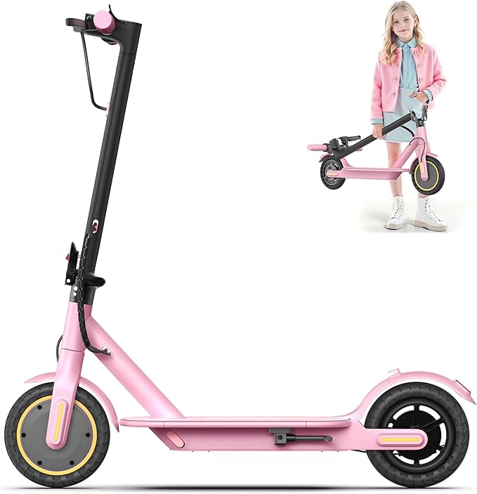 Werhy Kids Electric Scooter, 350W Motor, 19 Mph Speed & 15 Miles Range, 8.5" Solid Tires, Lightweight Foldable Scooter with Dual Braking System, Max Load 265LBS