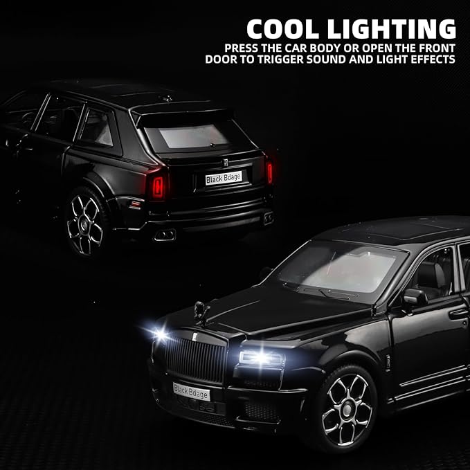 OANMYJJO Collectibles Exquisite Car Model 1:32 Rolls-Royce Cullinan Die Cast Metal Model Cars,Pull Back Toy Cars with Light and Sound,Cars Toys Gifts for Age 3+ Year Old Boys（Black）