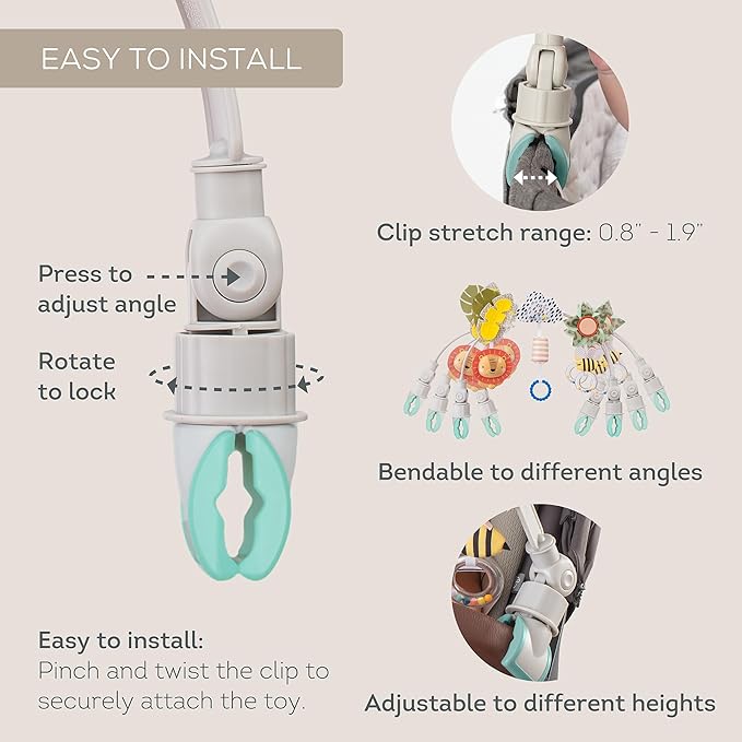 Taf Toys Savannah Baby Stroller Arch Toy, Car Seat Toys, Adjustable Stroller Toy with Hanging Sensory Activity Toys, Fits Bassinets, Cribs, Baby Bouncers, Infant Toys for Boy Girl 0-18 Months