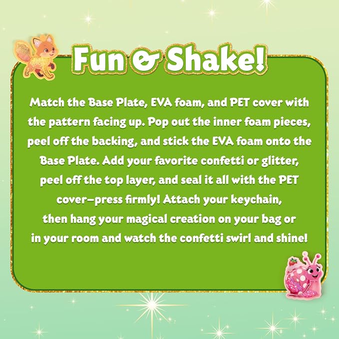BoxNoble Shake-its Glitter Craft Kits, DIY Art Kit for Kids - Fun Shake Art Supplies, Creative Arts and Crafts Activity Gifts for Girls & Boys Ages 4 5 6 7 8 9 (Animals Friends)