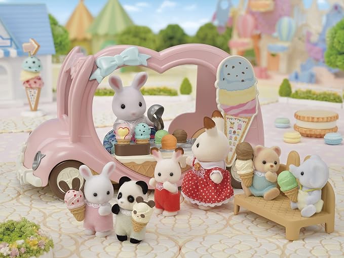 Calico Critters - Ice Cream Van - Calico Land Amusement Series – Kids Pretend Play Toy, Miniature Vehicle & Accessories Set, Ages 3+