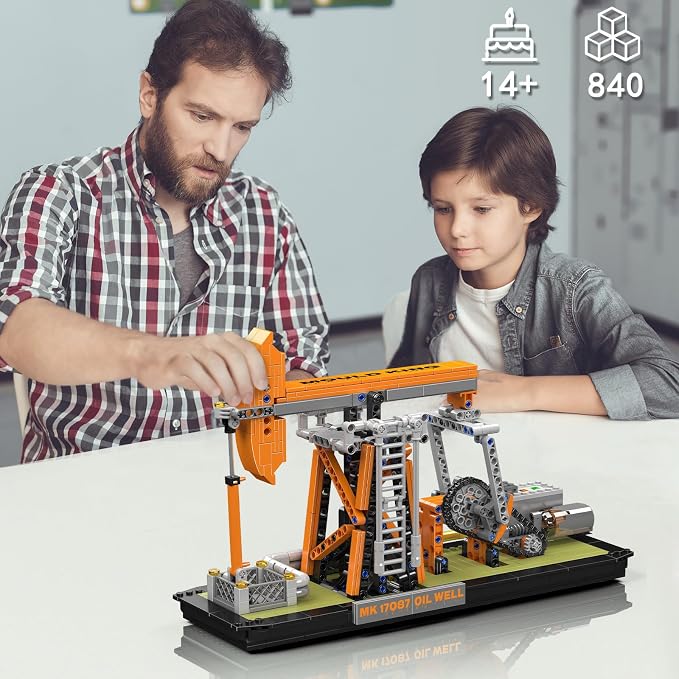 Mould King 17087 Oilfield Movable Building Sets, Engineering Display Model with Battery & Motor, Oil Source Technology Construction Blocks