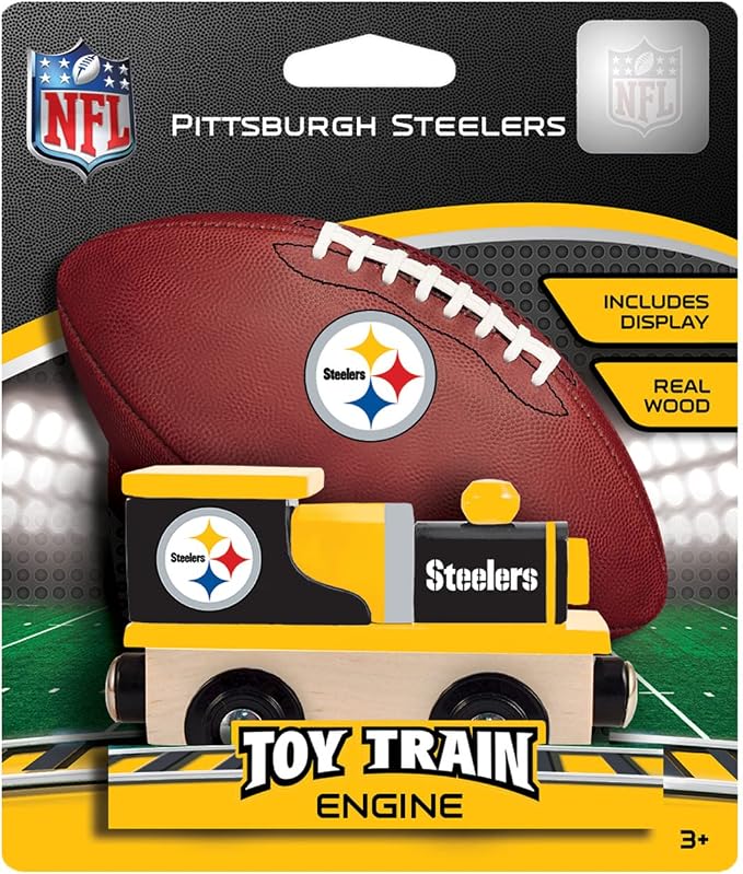 MasterPieces NFL Pittsburgh Steelers Real Wood Toy Train, For Ages 3+, Black