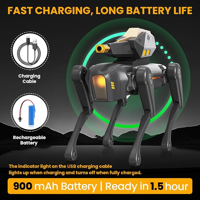 cxjoigxi Smart Robot Dog Toy, Interactive STEM Robotic Pet with Blaster, Voice & Remote Control, App Programming, 30+ Actions, Bionic Walking, RC Dog Birthday Gifts for Kids Boys Girls Age 6+