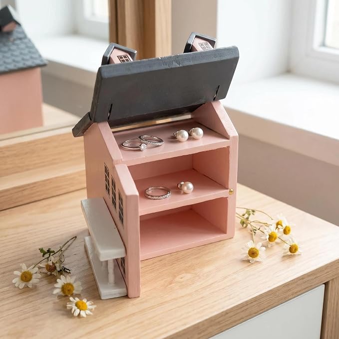 Miniature Villa Model Wooden Tiny House Compact Dollhouse Mini House Storage Decoration Ornament Accessory for Tabletop Display