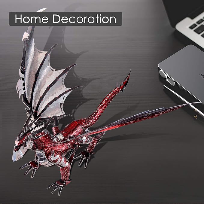 Piececool Black Dragon King 3D Metal Model Building Kits with DIY Tools Set, Challenging 3D Metal Puzzles for Family Time, Great Christmas Birthday New Year Gifts