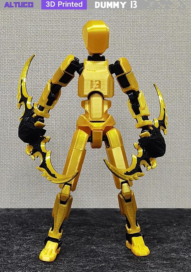 altuco Titan 13 Action Figure Set for Kids,T13 Action Figure with Multiple Accessories,3D Printed Dummy Robot 13 Desktop Decorative Toy for Boys (Gold)