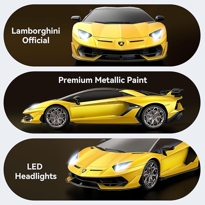 AEROQUEST 1:16 Lamborghini Remote Control Car Pistol Grip Controller | Adjustable Speed,Officially Licensed, Rechargeable, 2.4GHz, With Headlight, 12Km/h, Birthday gift，Toys for ages 4-12