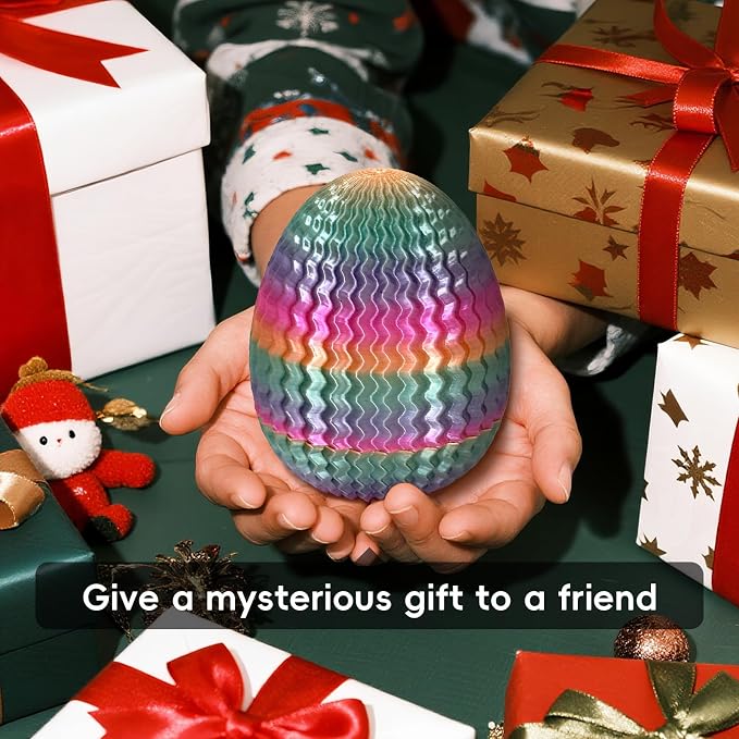 Money Puzzle Box for Cash Gift Card Holder - Reusable Secret Safe with 4 Unique Maze Egg Designs, 3D Printed Brain Teaser Game for Teens Adults, Easter Birthday Christmas Stocking Stuffer (Rainbow)