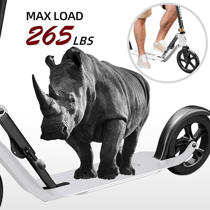 Adult Scooter with Big Wheels | Adjustable Height, Foldable Aluminum Frame | Smooth Ride for Urban Commuting and Outdoor Fun | Suitable for Teens 8-12 | 220 lbs Weight Limit