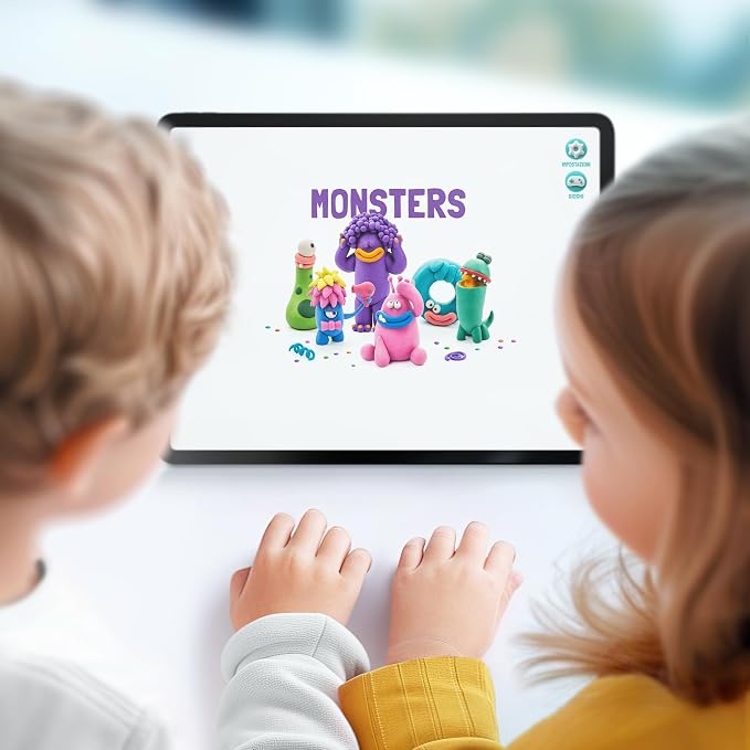 HEY CLAY Set - Colourful Modeling Air Dry Clay Kit for Kids 15 cans and Sculpting Tools with Fun Interactive Instructions App - Children 3+ (Monsters)
