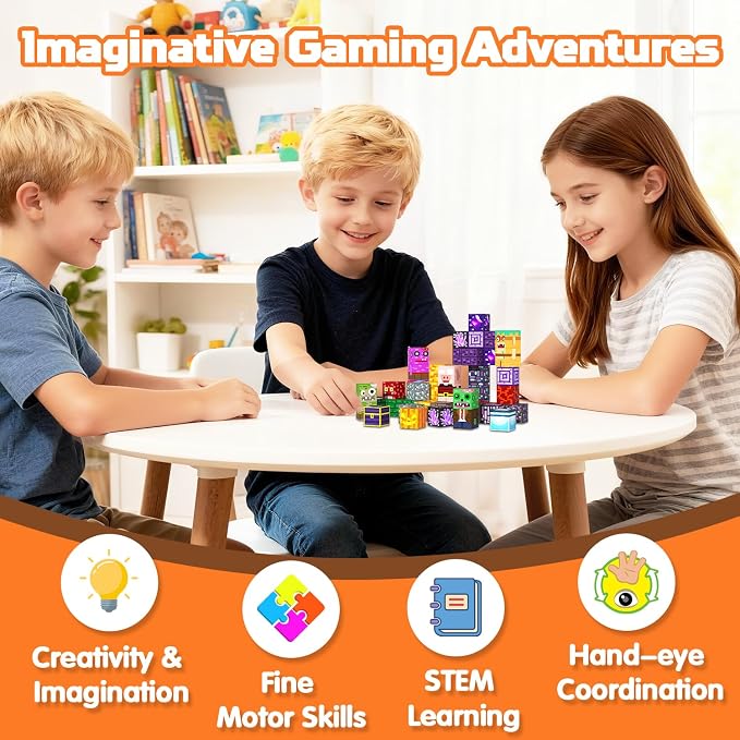 Magnetic Blocks Building Toys for Kids, 48 PCS Magnetic Blocks for Kids Ages 4-8, Magnetic Cubes, STEM Sensory Toys for Boys & Girls, Christmas Birthday Gifts for Kid Ages 3+
