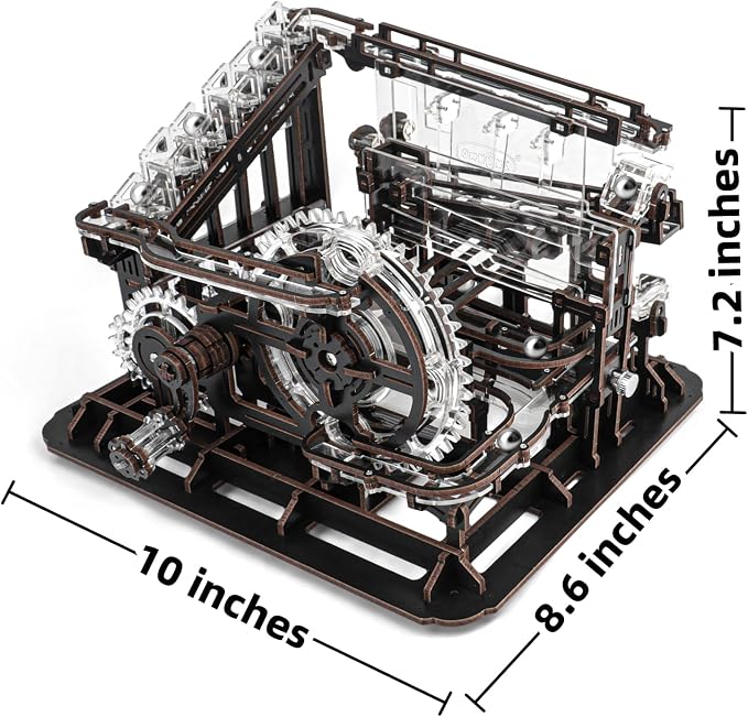 OWNONE 1 3D Wooden Puzzle Marble Run with LED Lights, Wooden Model Building Kits for Adults, Wood Mechanical Puzzle Building Set, Office Desk Decor Gift for Men Adults (312 PCS)