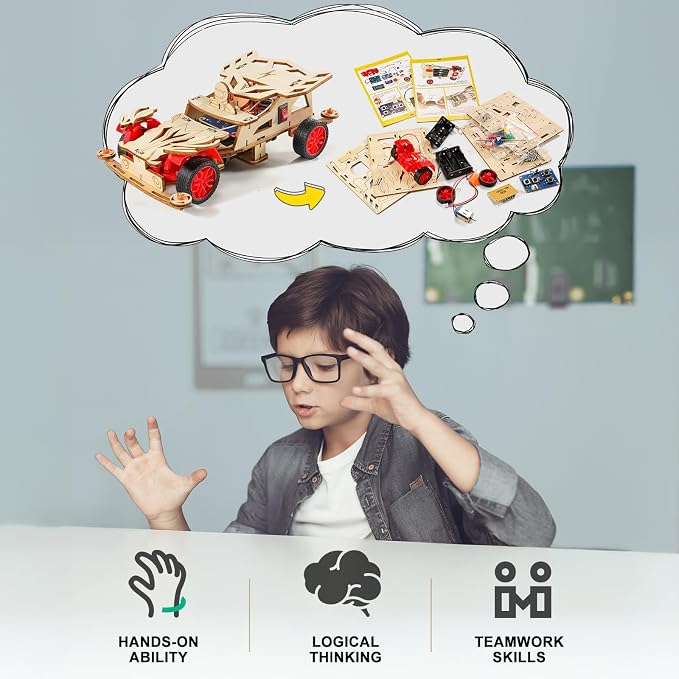 STEM Kits for Kids Age 8-10, STEM Toys for Ages 8-13, Remote Control Model Car Building Kits, Science Kit Crafts Projects 8-12, Wood 3D Puzzles, Gifts for 9 10 11 13 14 Year Old Teen Boys Girls