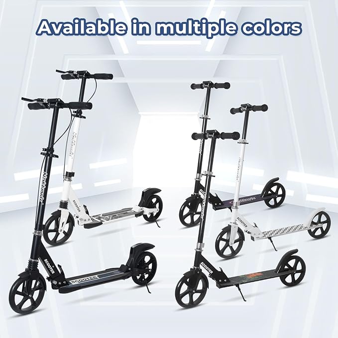 Nattork Scooter for Kids Teens and Adult Max Load 240LBS- Adjustable Height Folding Scooter with Large Sturdy Wheels Smooth Ride, Lightweight, Commuter Adult Scooters with Disc Brake,Shock Absorption