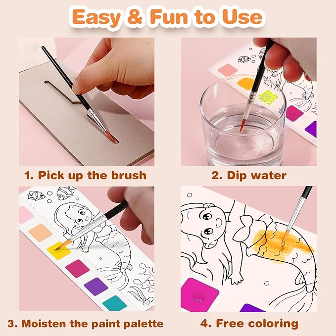 ZHOC Paint with Water Coloring Books for Kids, Pocket Mess Free Watercolor Painting Sets for Kids Ages 3 4 5 6 7 8+, Water Color Paint Set Arts and Crafts Gift for Boys Girls, 3 Pack