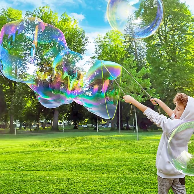 Bubble Wands, Ubitree Stainless Steel Giant Bubble Blower Wands, Telescopic Design Outdoor Bubble Sticks Bubble Maker Toys for Boys Girls Adults Birthday Party Favors Lawn Park Beach Summer Fun