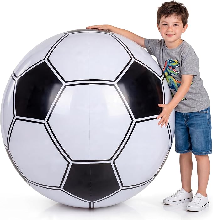 24-Inch Giant Beach Balls - (3-Pack) Inflatable Soccer Beach Balls - Extra Large Blow Up Pool Balls for Kids, Summer Pool Toys, Soccer Party Decorations & Sports Theme Decorations
