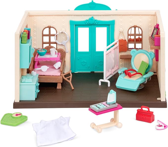 Li'l Woodzeez – Toy Walk – in Health Clinic Dollhouse Playset with Doctor Accessories for Pretend Play, Miniature Animal Figures, Kids Toy Playset for Children 3+ Years