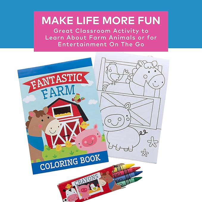 Fun Express Farm Coloring Book with Crayons - Stationery - 12 Sets